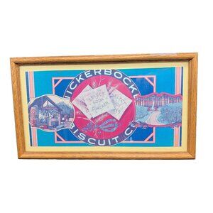 Antique Paper Label Knickerbocker Biscuits Framed w Glass Country Cottage 12 x 7